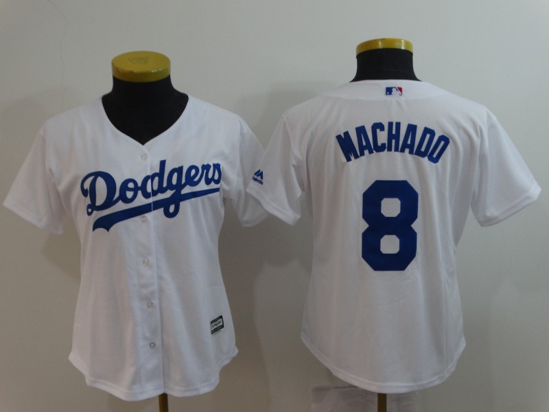 2018 Women Los Angeles Dodgers #8 Machado white MLB Jerseys->los angeles dodgers->MLB Jersey